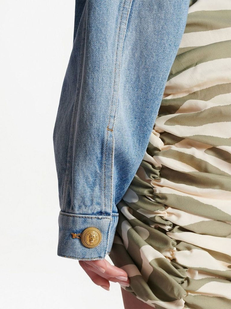 Blue Cropped Denim Jacket