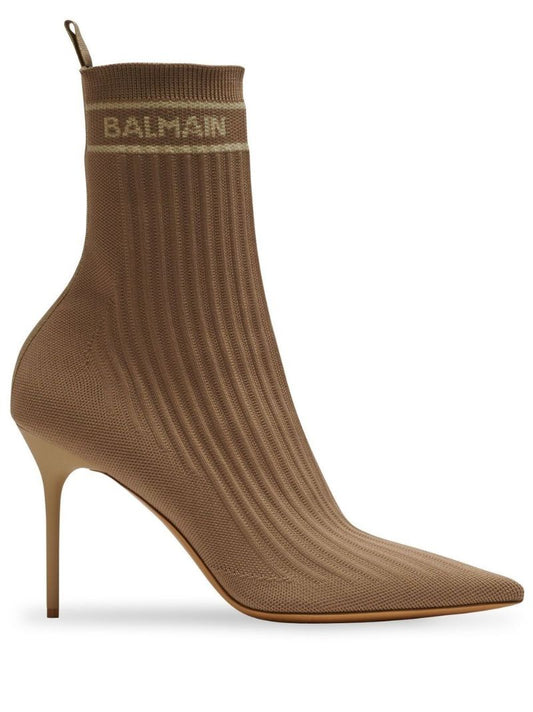 Brown Skye 95 Knit Ankle Boots