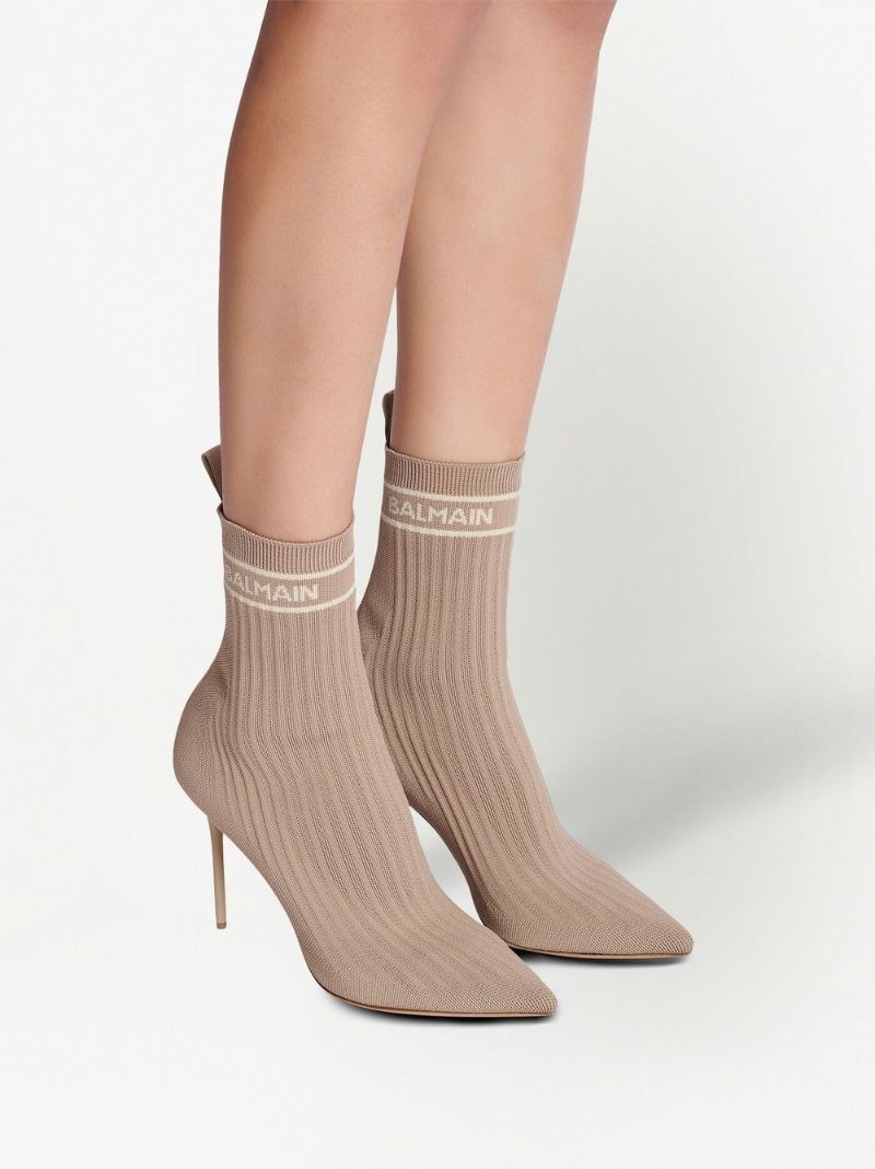 Brown Skye 95 Knit Ankle Boots