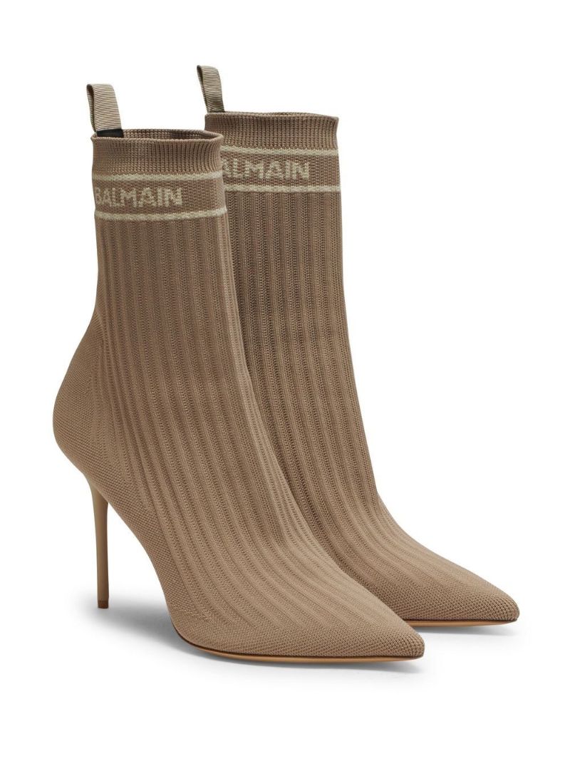 Brown Skye 95 Knit Ankle Boots