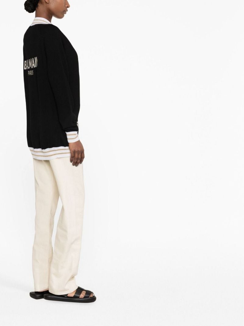 Black Contrast-trim Cardigan