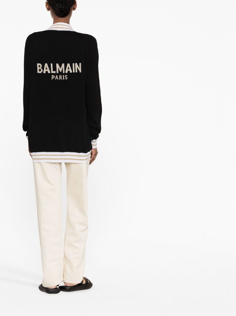 Black Contrast-trim Cardigan