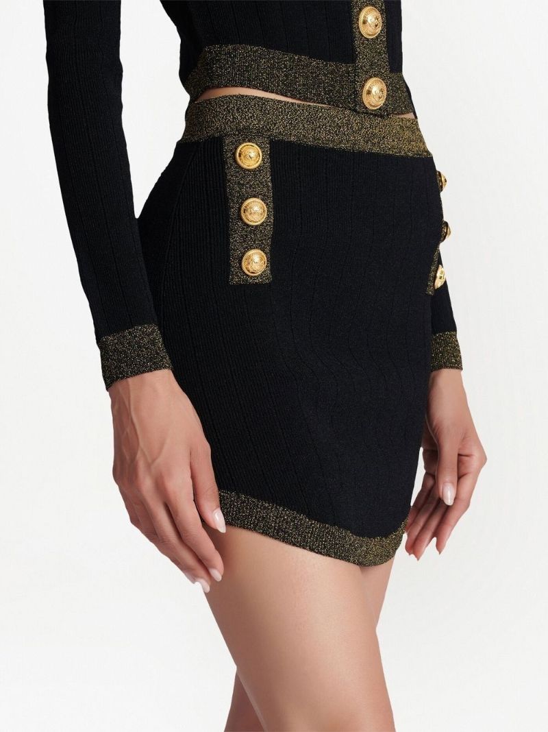 Black Ribbed-knit Mini Skirt