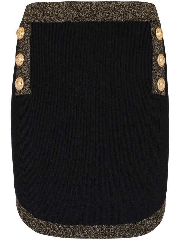 Black Ribbed-knit Mini Skirt