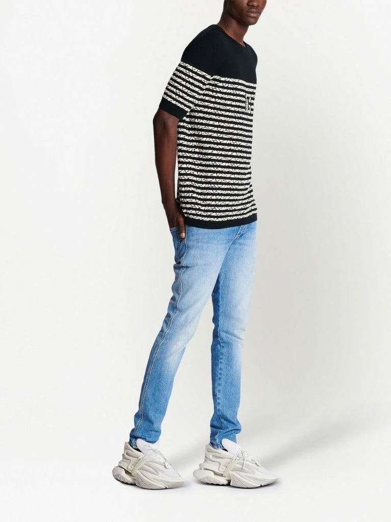 Black Towelling Stripe T-shirt