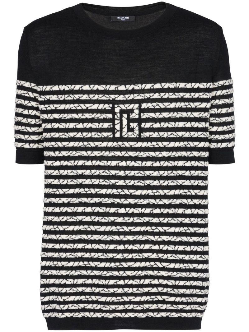 Black Towelling Stripe T-shirt