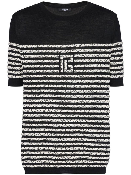 Black Towelling Stripe T-shirt