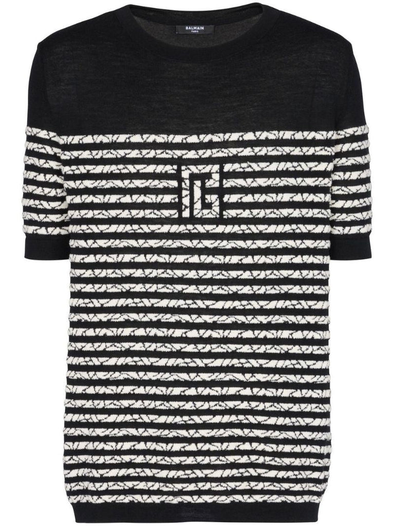 Black Towelling Stripe T-shirt
