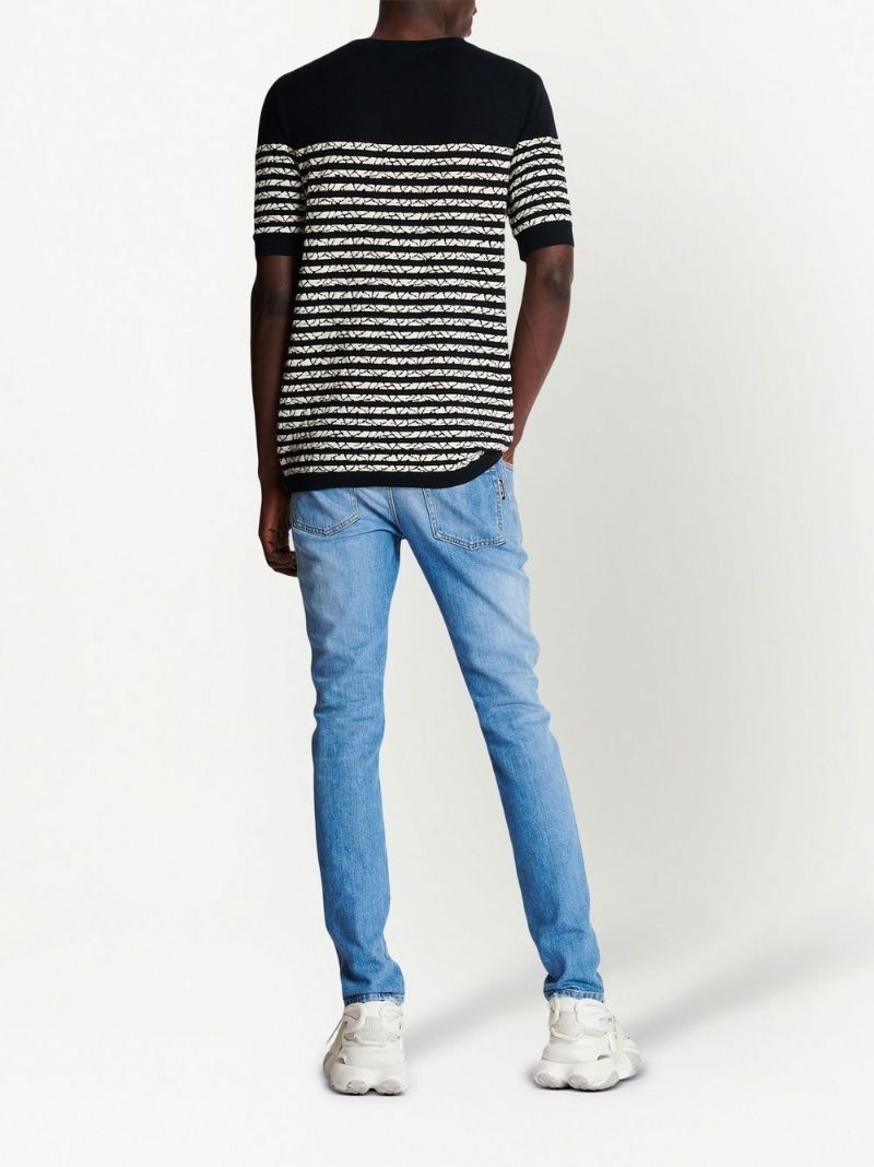 Black Towelling Stripe T-shirt