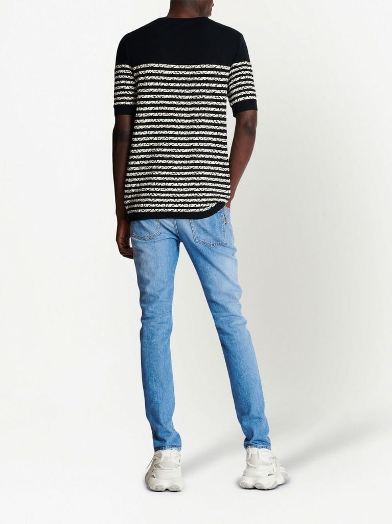 Black Towelling Stripe T-shirt