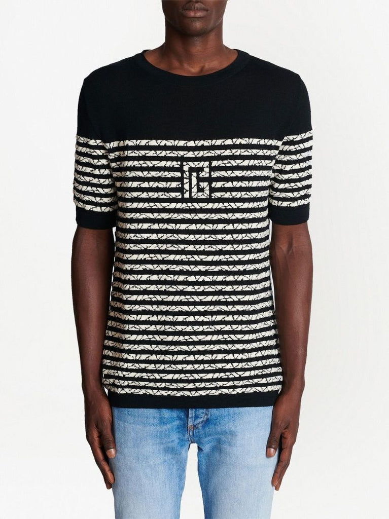 Black Towelling Stripe T-shirt