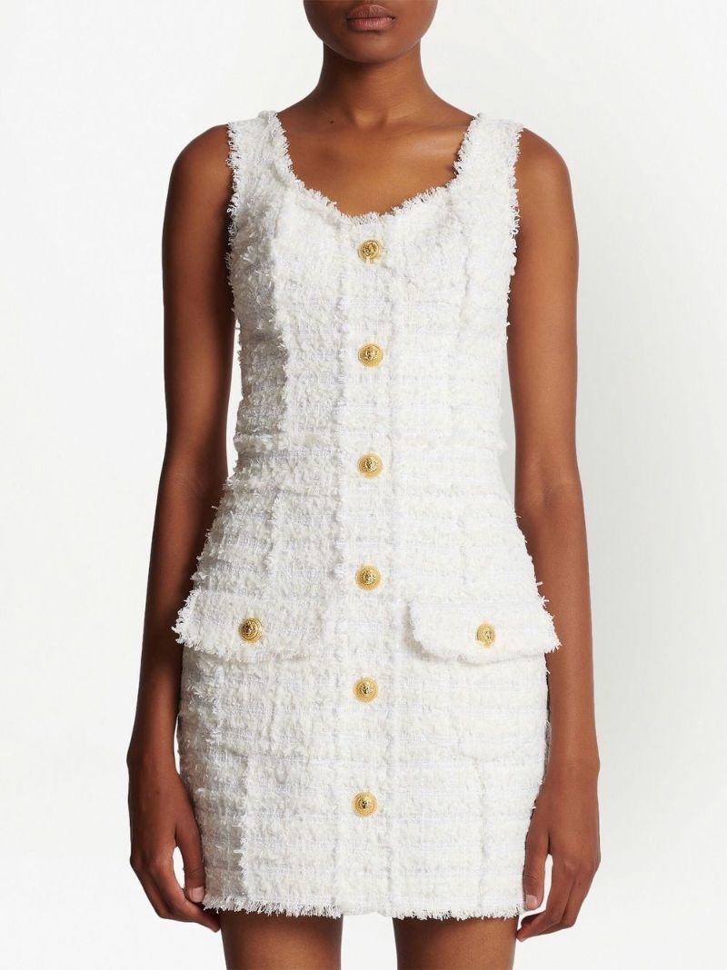 White Tweed Mini Dress