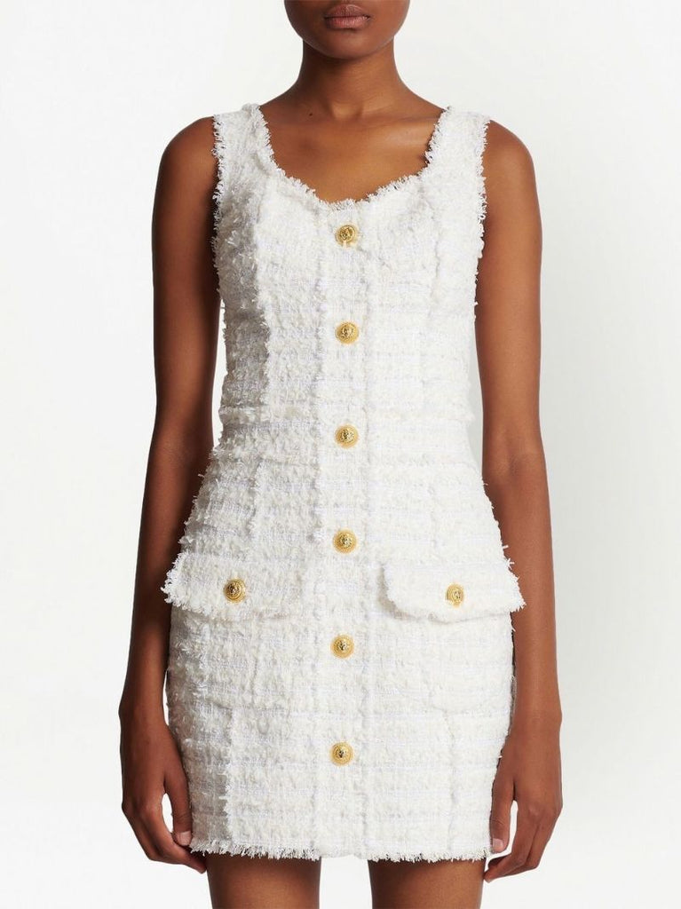 White Tweed Mini Dress