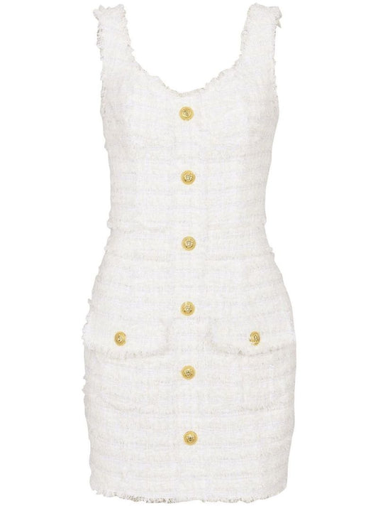 White Tweed Mini Dress