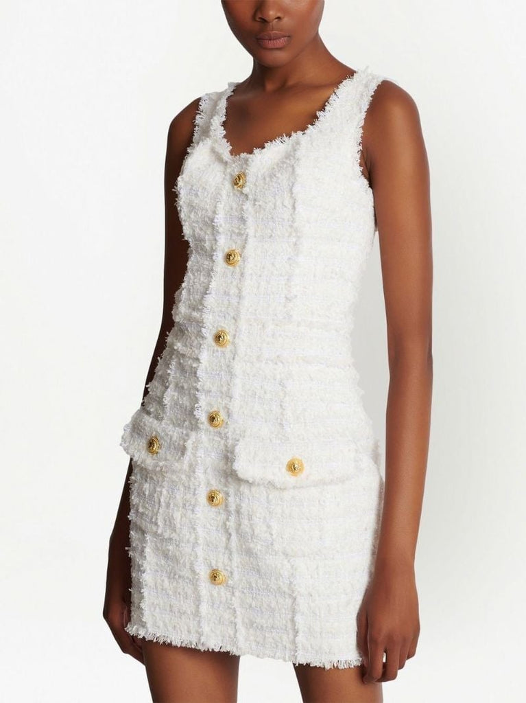 White Tweed Mini Dress