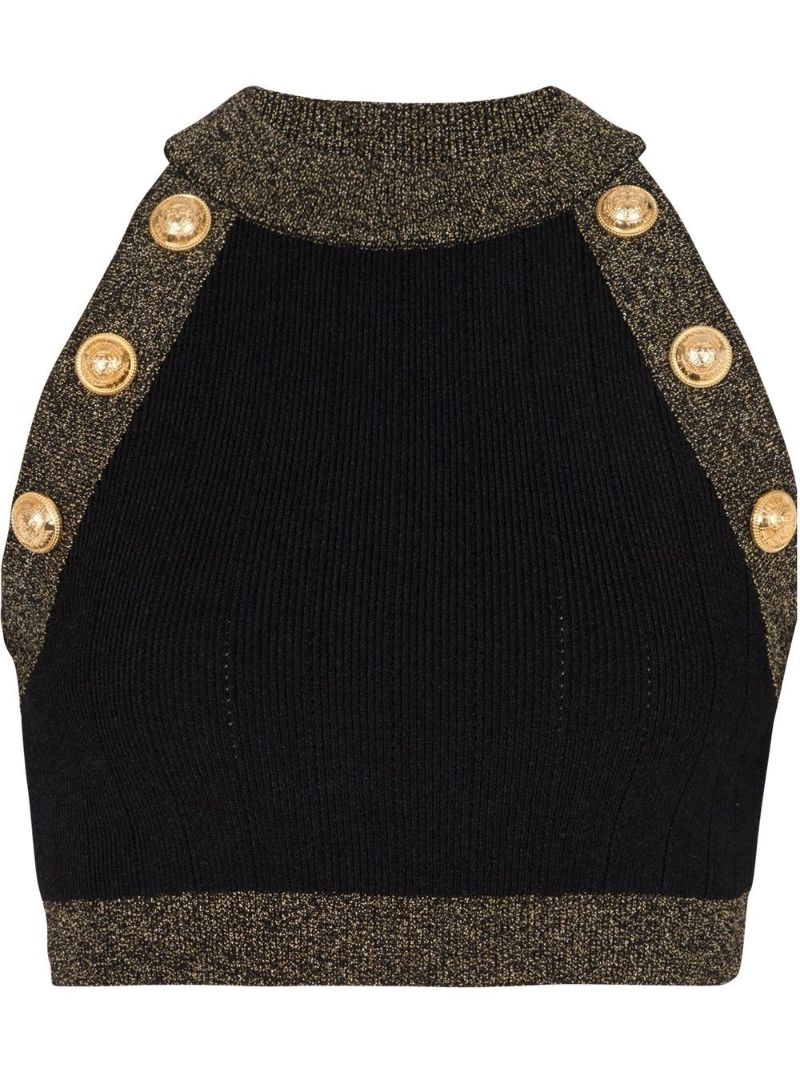 Black Contrasting Trim Knitted Top