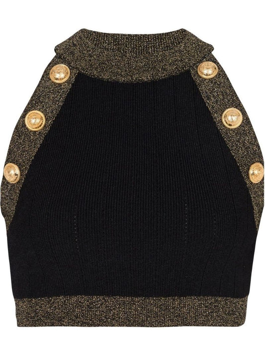 Black Contrasting Trim Knitted Top