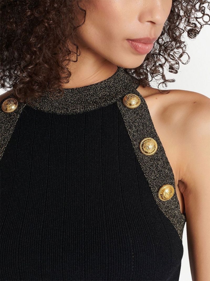 Black Contrasting Trim Knitted Top