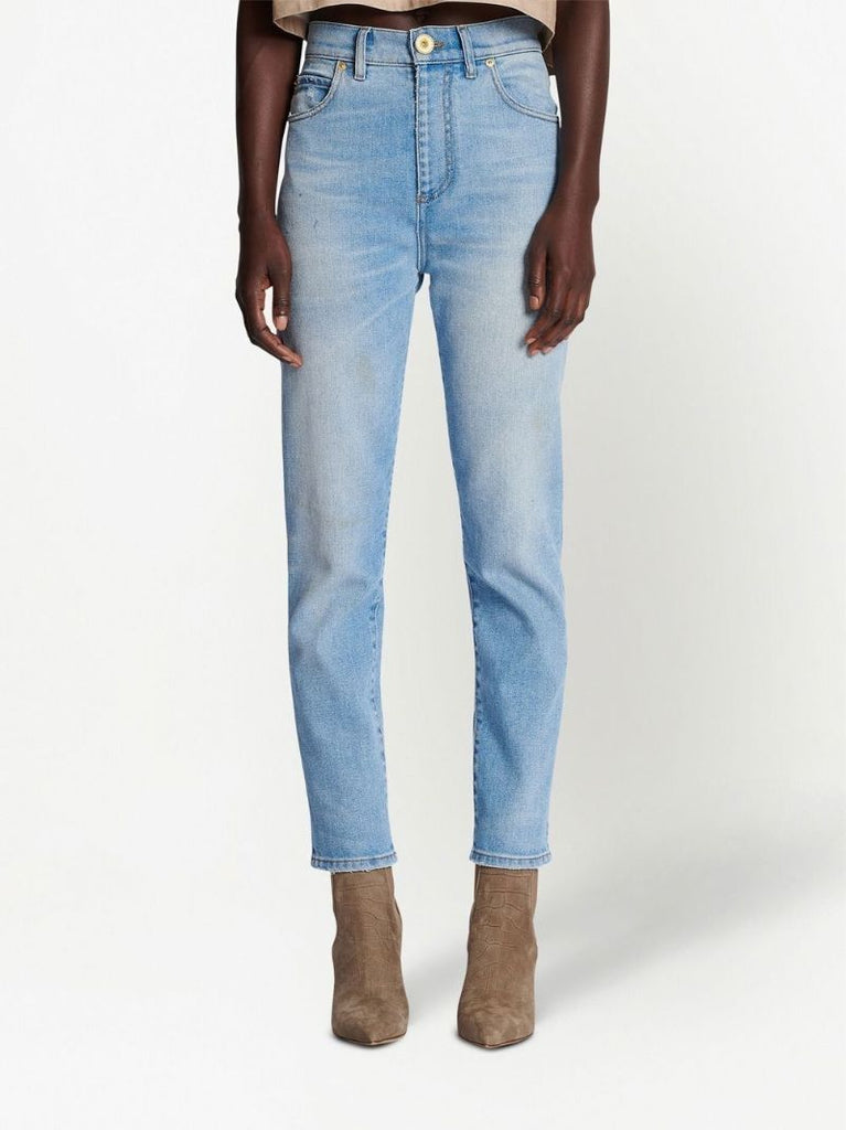 Blue Faded Slim-leg Jeans
