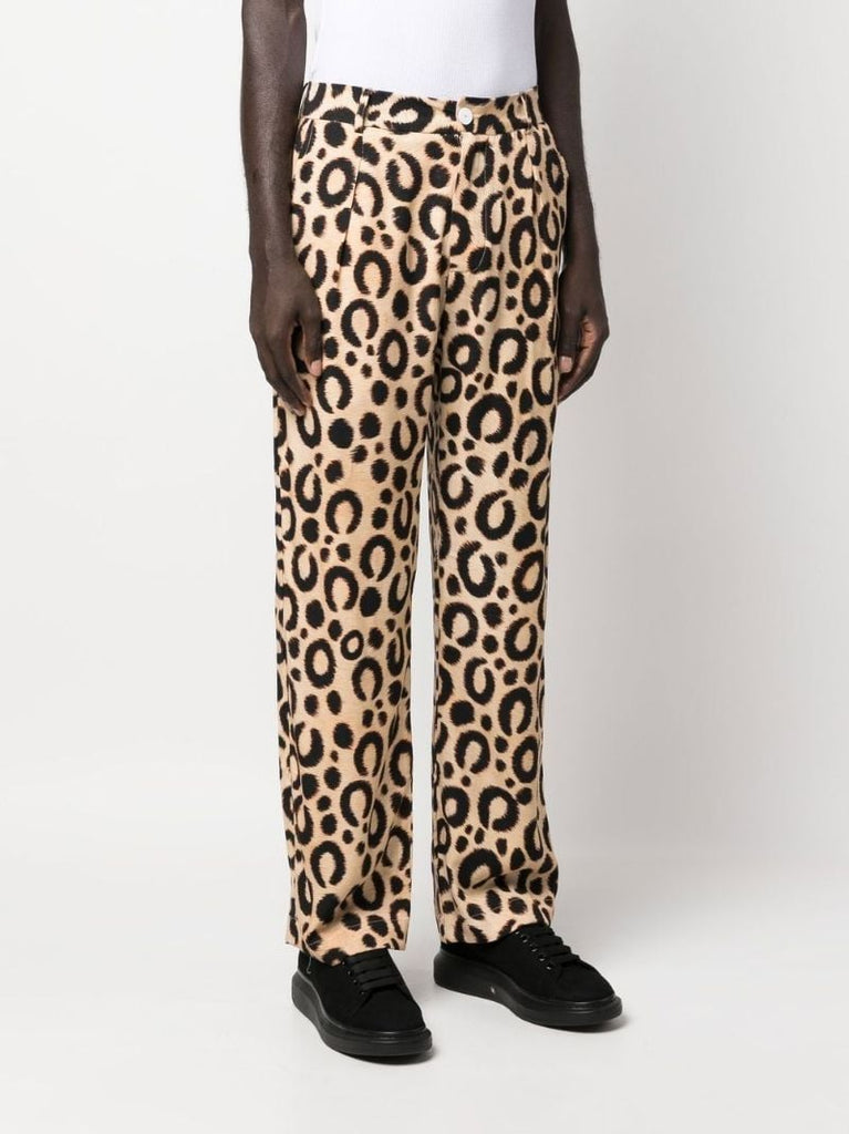 Brown Leopard Print Wide-leg Trousers