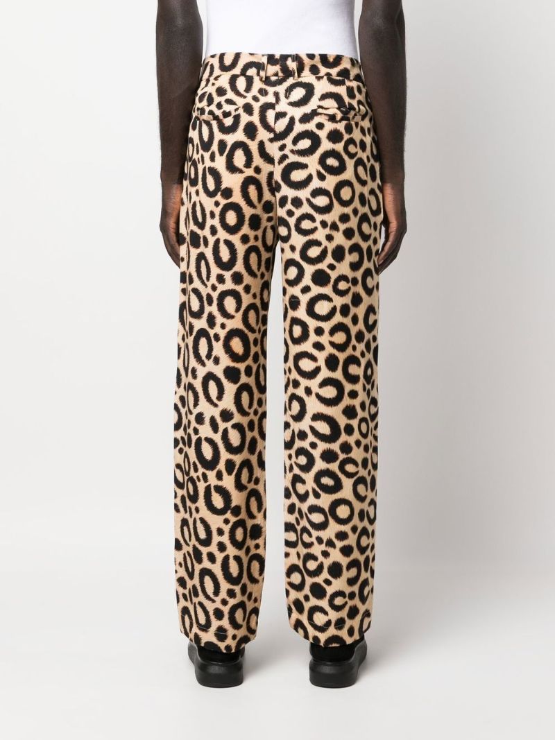 Brown Leopard Print Wide-leg Trousers