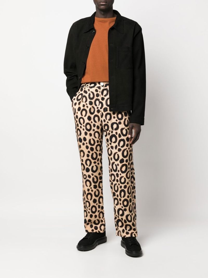 Brown Leopard Print Wide-leg Trousers