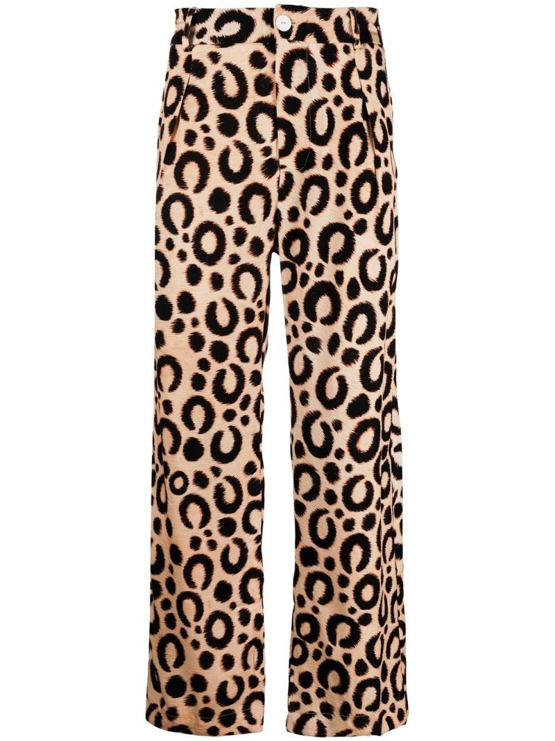 Brown Leopard Print Wide-leg Trousers