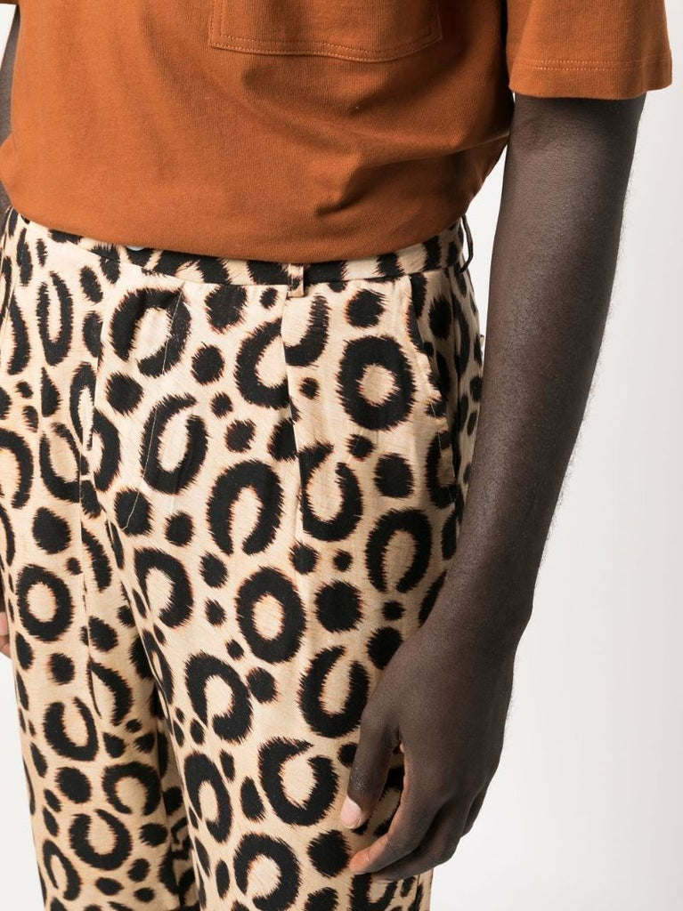 Brown Leopard Print Wide-leg Trousers