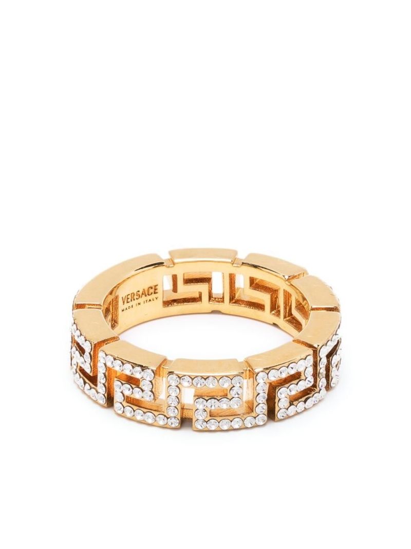 Gold-tone Greca Crystal Ring