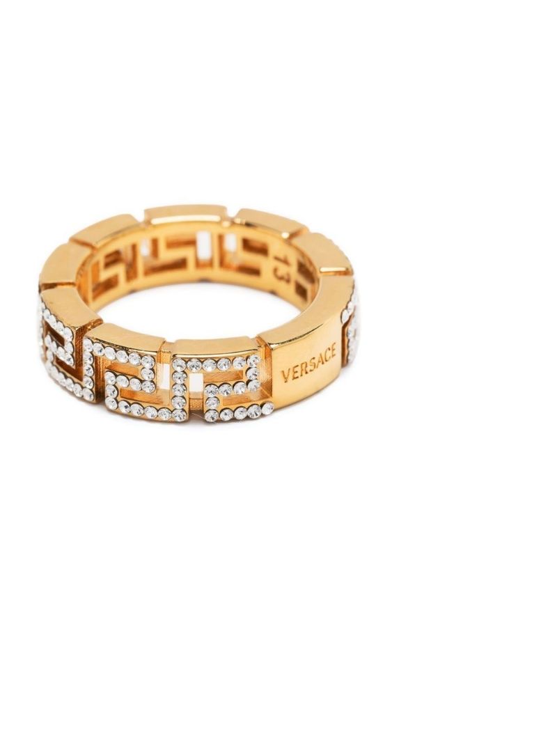 Gold-tone Greca Crystal Ring