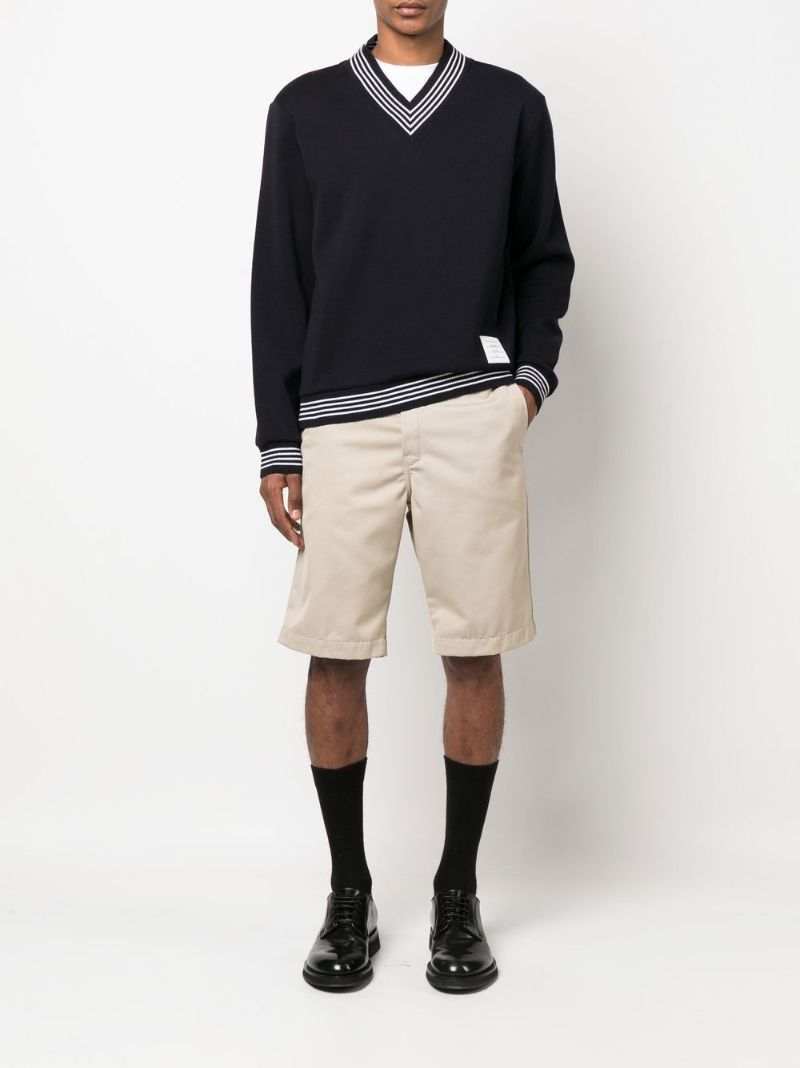 Navy V-neck Wool Sweater