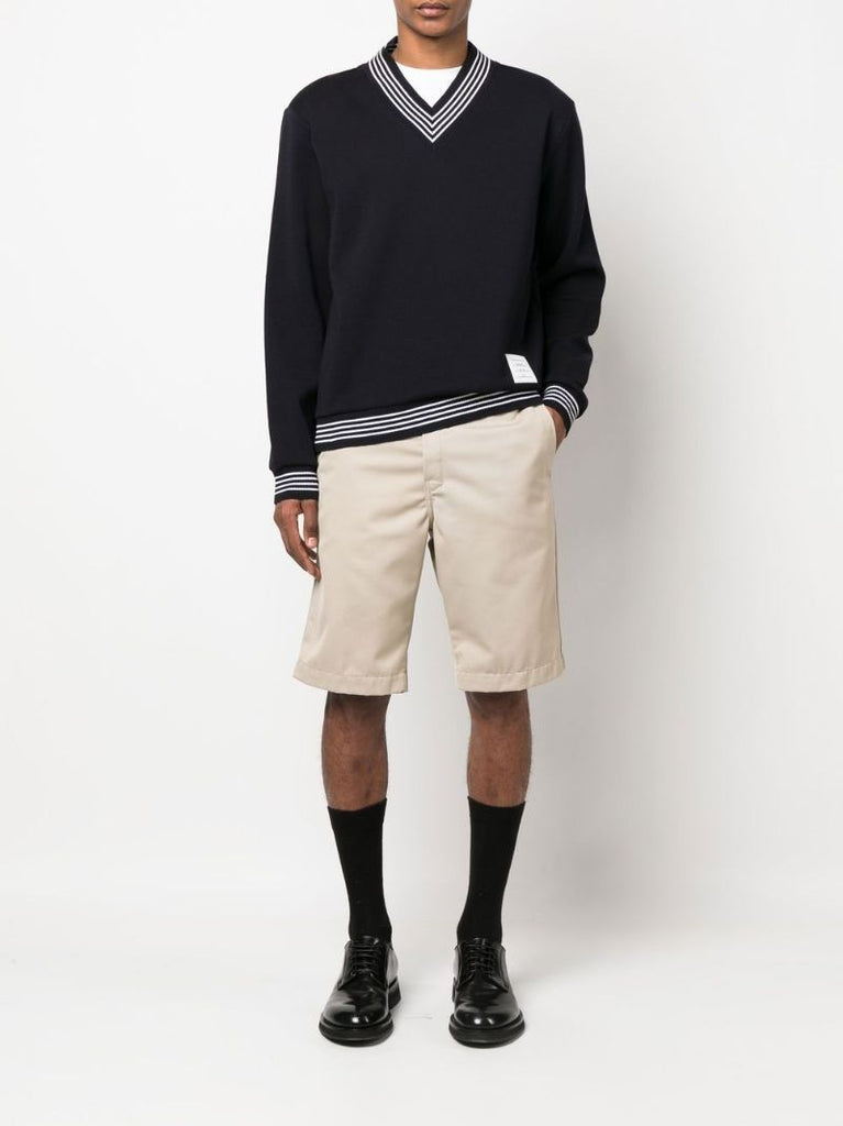 Navy V-neck Wool Sweater