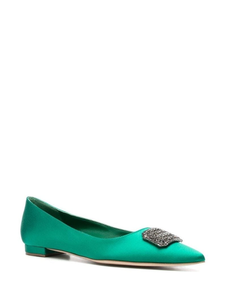 Blue Floritanu Leather Ballerina Shoes