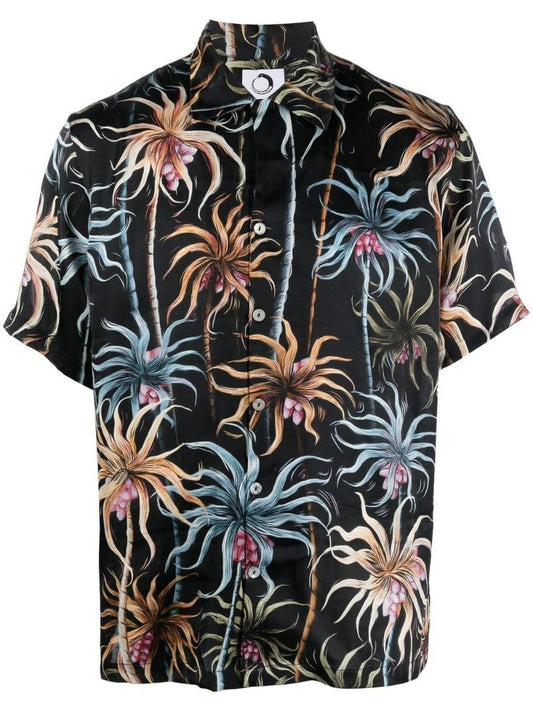 Palm Tree Print Silk Shirt