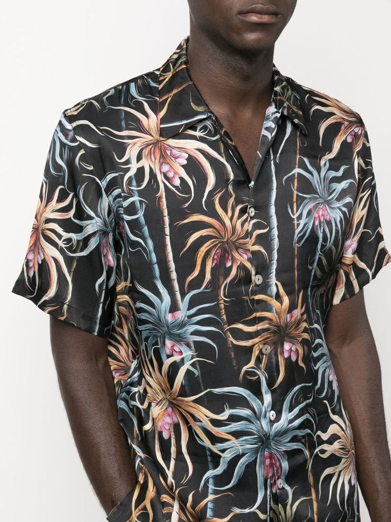 Palm Tree Print Silk Shirt