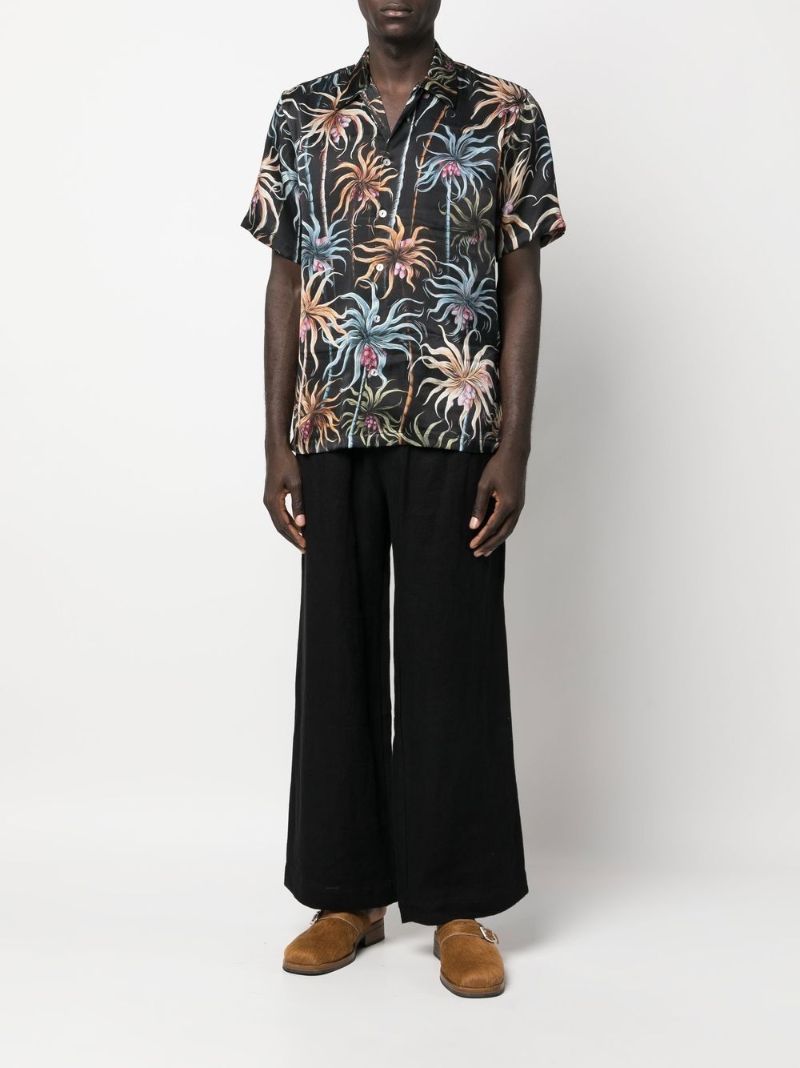 Palm Tree Print Silk Shirt