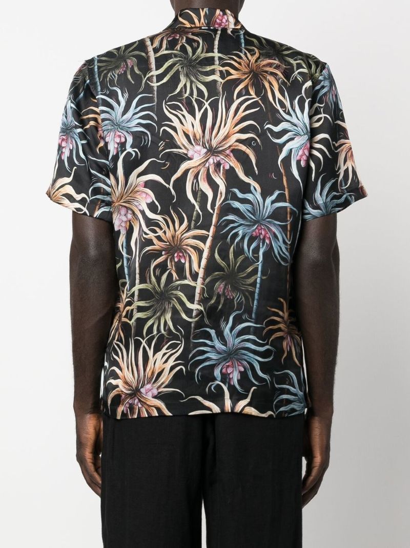 Palm Tree Print Silk Shirt