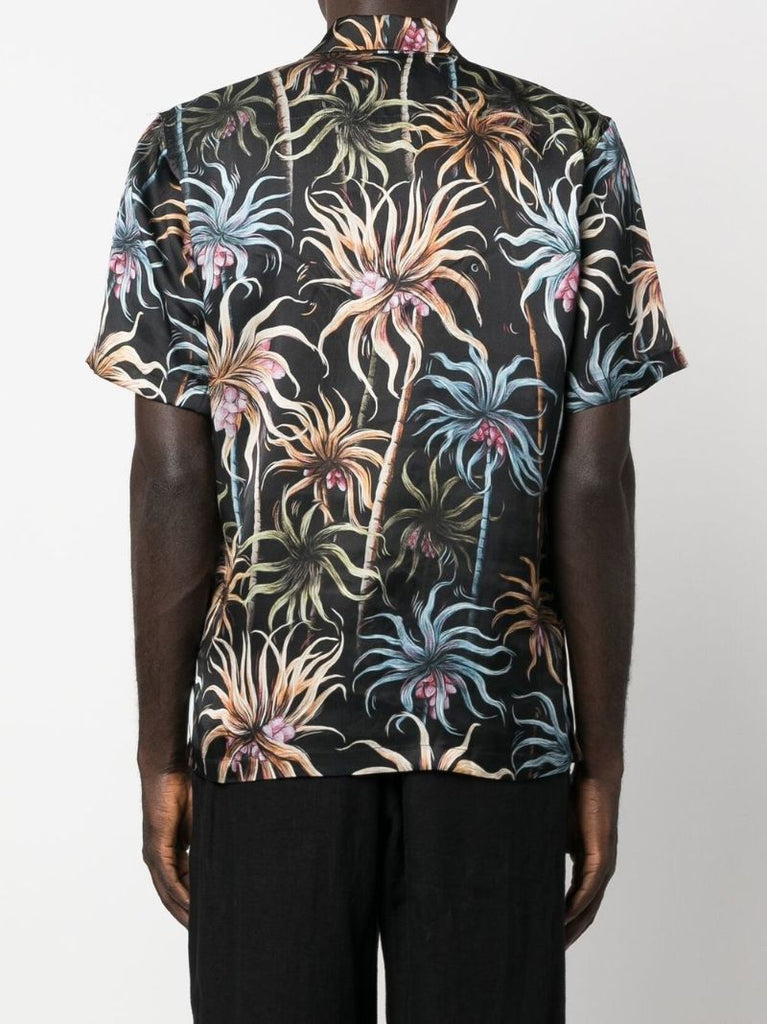 Palm Tree Print Silk Shirt