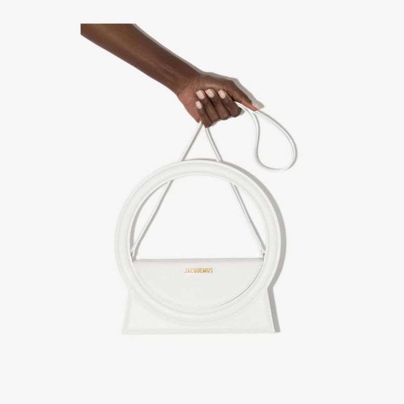 White Le Sac Rond Leather Shoulder Bag