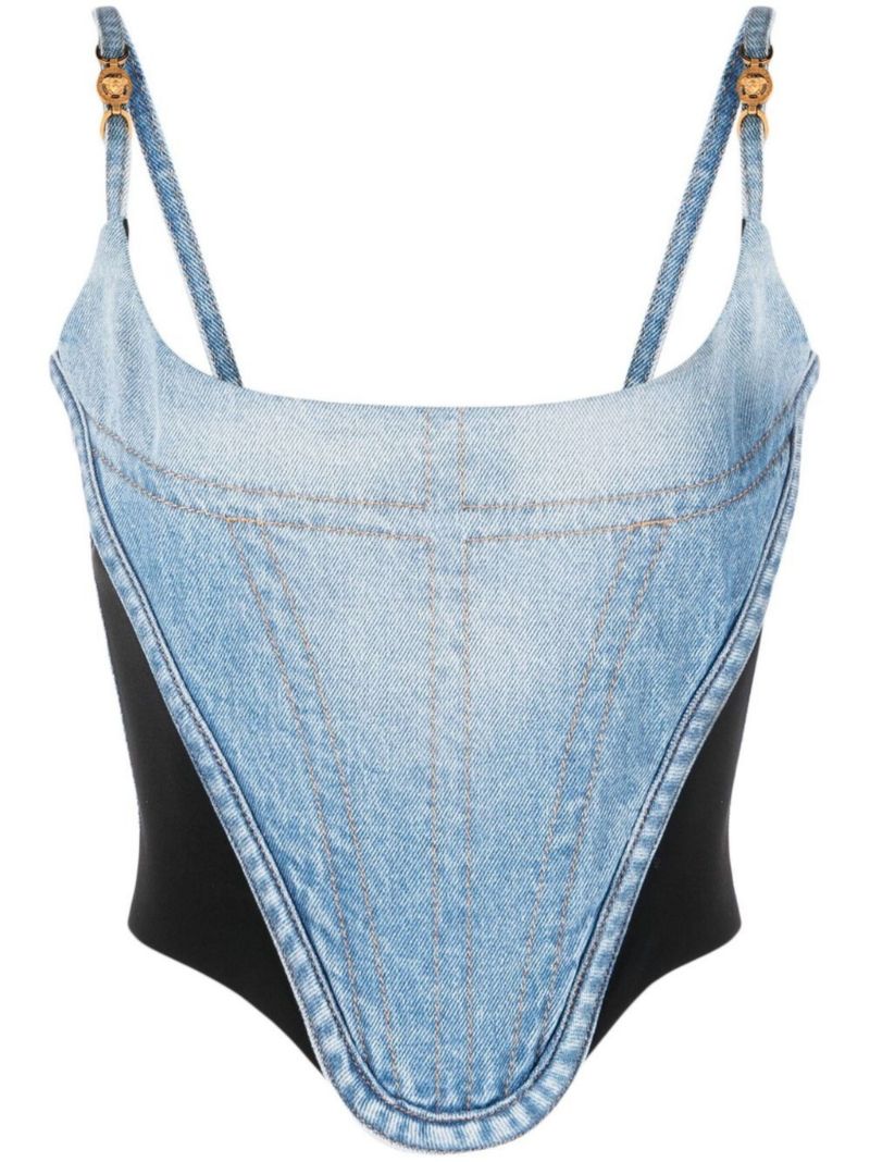 Blue Denim Corset Top