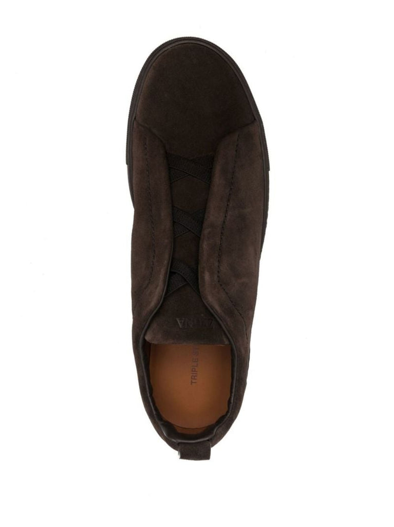 Brown Suede Slip-on Sneakers