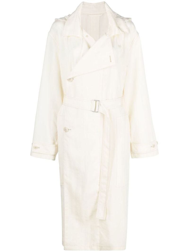 Neutral Hooded Trench Coat
