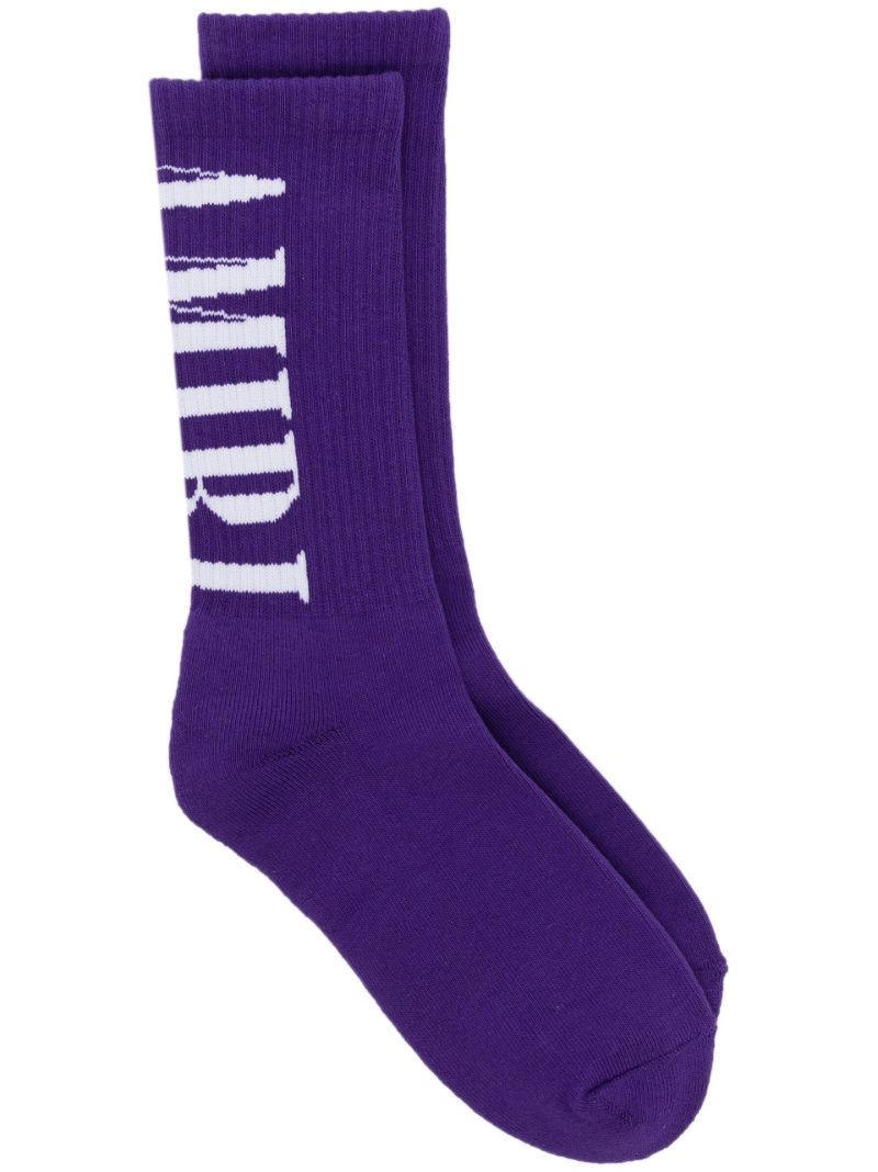 Purple Solid Core Logo Socks