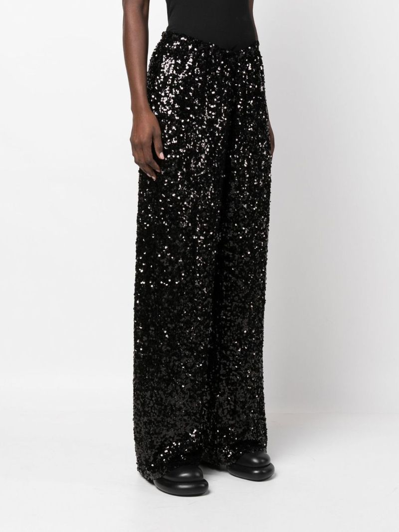 Black Pulvis Sequin Wide-leg Trousers
