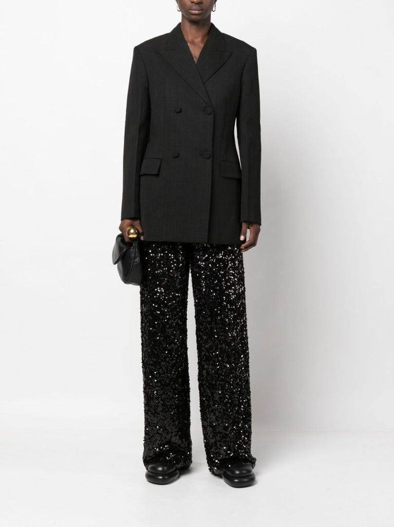 Black Pulvis Sequin Wide-leg Trousers