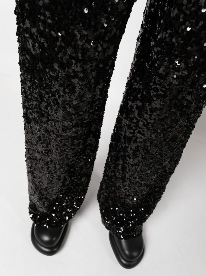 Black Pulvis Sequin Wide-leg Trousers