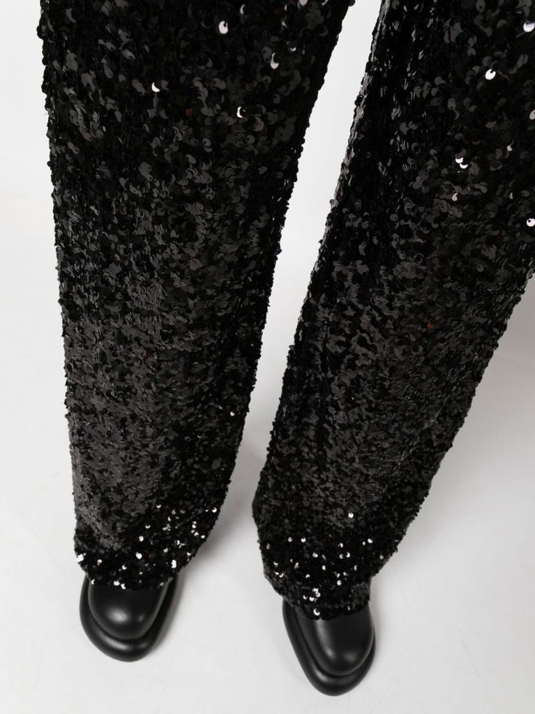 Black Pulvis Sequin Wide-leg Trousers