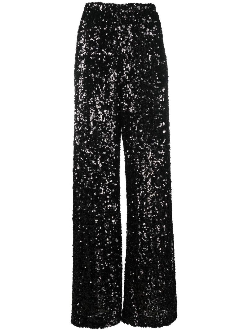 Black Pulvis Sequin Wide-leg Trousers