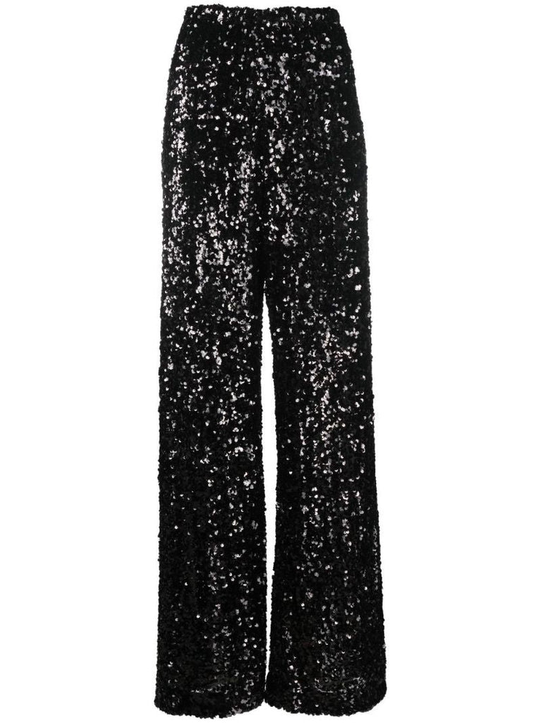 Black Pulvis Sequin Wide-leg Trousers