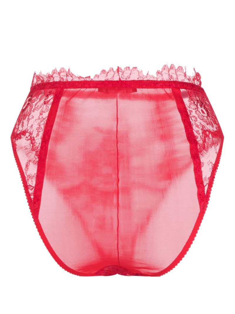 Red High Waist Lace Briefs